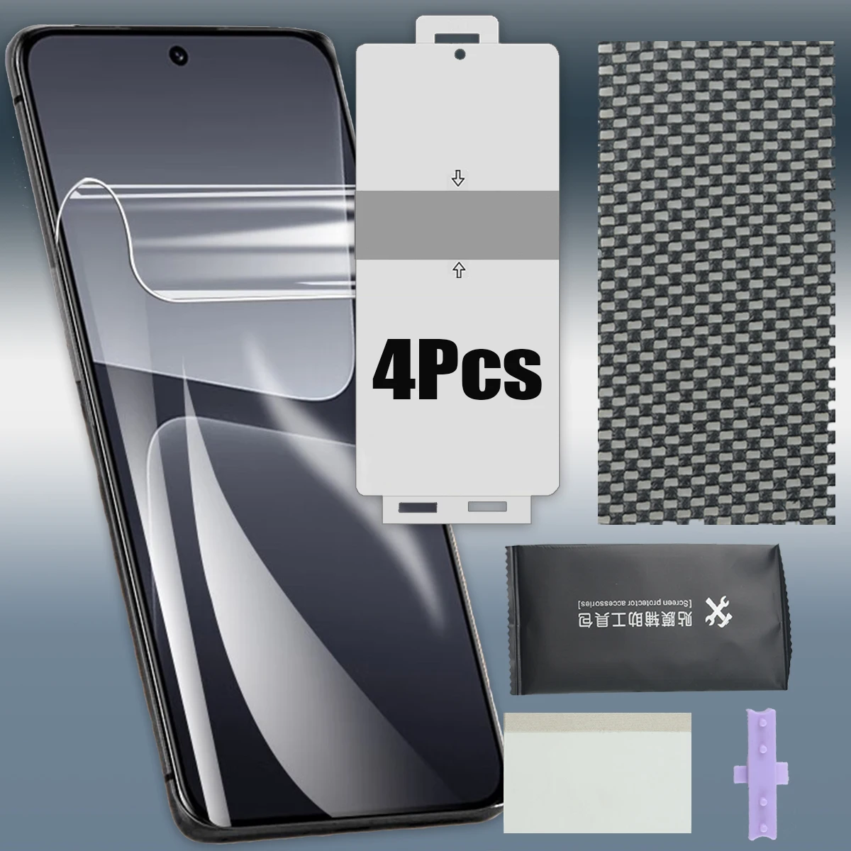 4-Pack Full Coverage Hydrogel Screen Protector with Installation Tools