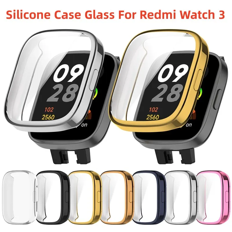 Soft Silicone Case Glass For Redmi Watch 3 Smart Watchband Screen Protector  Bumper Shell for Xiaomi Redmi Watch3Lite Cover Cases