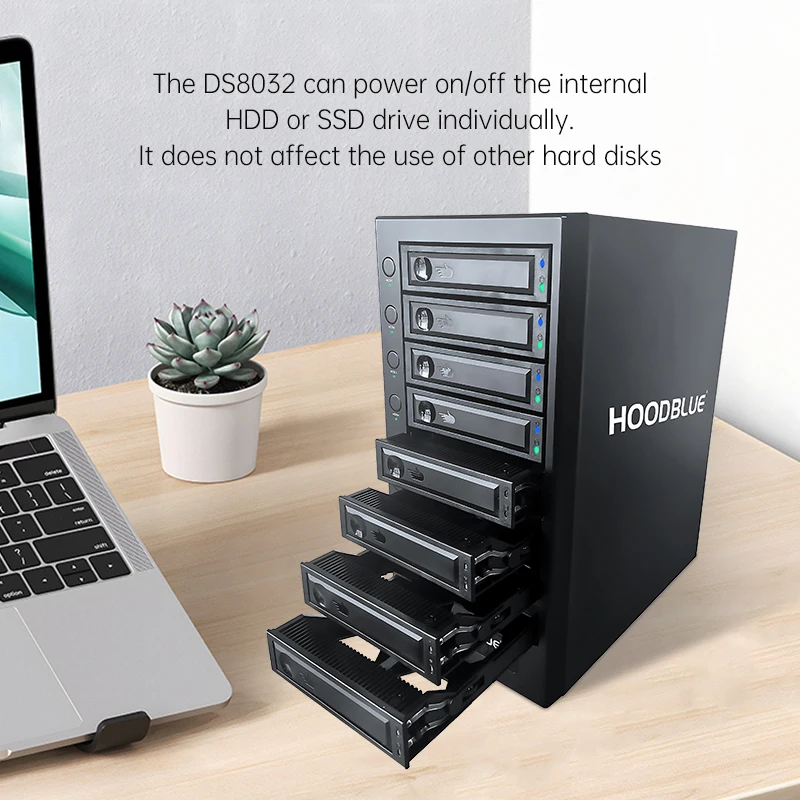 HOODBLUE 10Gbps 8베이 2.5/3.5인치 SATA 하드 드라이브 도킹 스테이션 RAID 하드 디스크 캐비닛 USB3.2 HDD 어레이 캐비닛 데스크탑 스토리지
