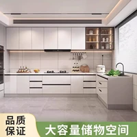 ตู้ครัวสไตล์นอร์ดิกที่สร้างสรรค์ ทันสมัย ทำจากไม้เนื้อแข็ง ท็อปเคาน์เตอร์หินอ่อน อ่างล้างจานสแตนเลส พร้อมแท่นวางอุปกรณ์ เฟอร์นิเจอร์สำหรับบ้าน FYKC 2