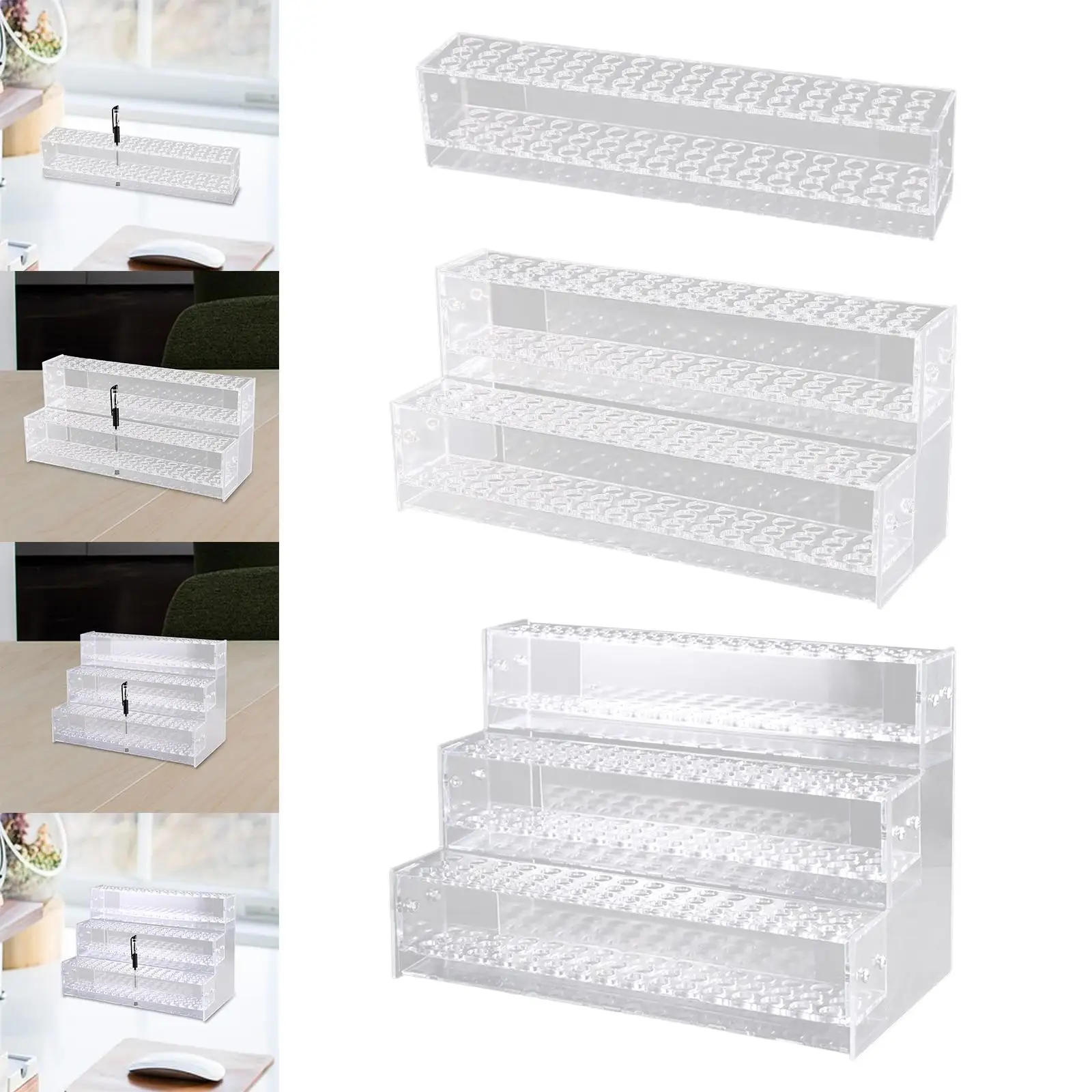 Transparent Pen Display Stand Pen Holder for Desk Multi Slots for Colored Pencils