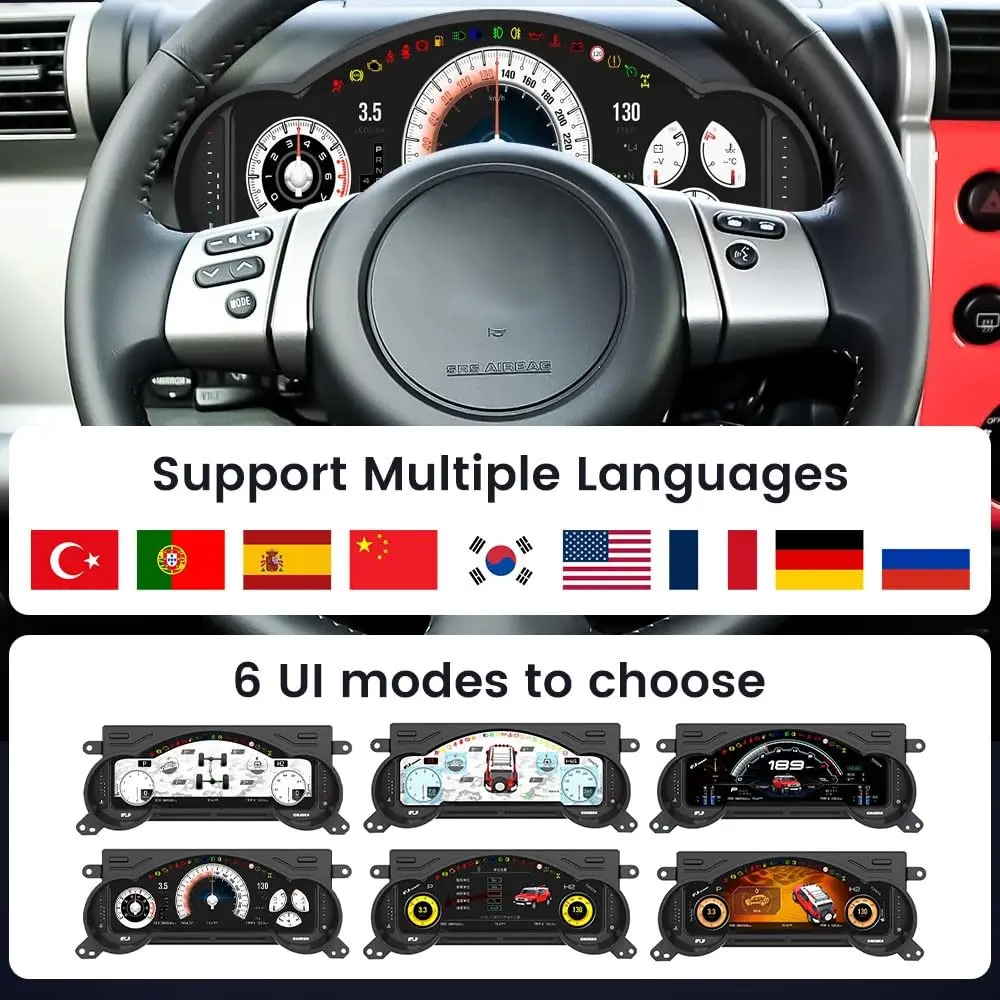 Panel de Instrumentos LCD para Toyota FJ Land Cruiser 2008-2022, Cabina Virtual, Panel Digital, Velocímetro, Pantalla Linux 3