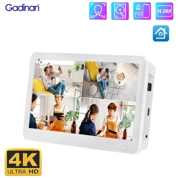 Gadinan 울트라 HD POE NVR XMeye 비디오 레코더, 얼굴 인식 보안 시스템, IP 카메라, P2P, H.265, 4K, 12 인치 화면, 8MP4CH, 8CH