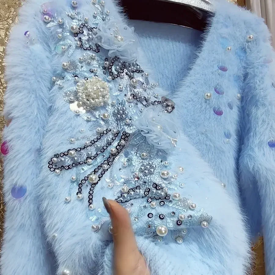 ☆FUR KNIT BEAD EMBROIDERED JACKET FETICO(フェティコ)のFUR KNIT