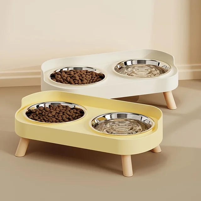 Single Set of Cat Feeding And Drinking Bowls with Dual Bowls, Various Colors And Styles for Dog Bowls, Suitable for All Pets 6