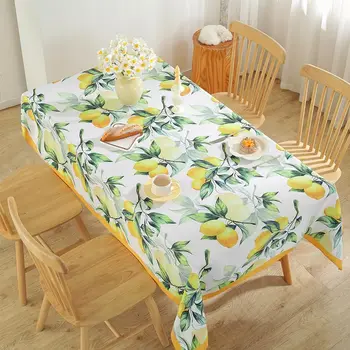 Tovaglia floreale con frutta e limone primaverile, decorazione per feste, tovaglia rettangolare lavabile estiva, decorazione per tavolo da pranzo da picnic all'aperto 1