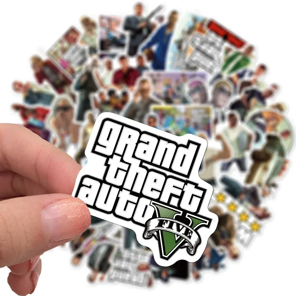 Decorative Stickers 50Pcs Game GTA for Laptop Skateboard Guitar Phone Luggage Car Vinyl DIY Decals