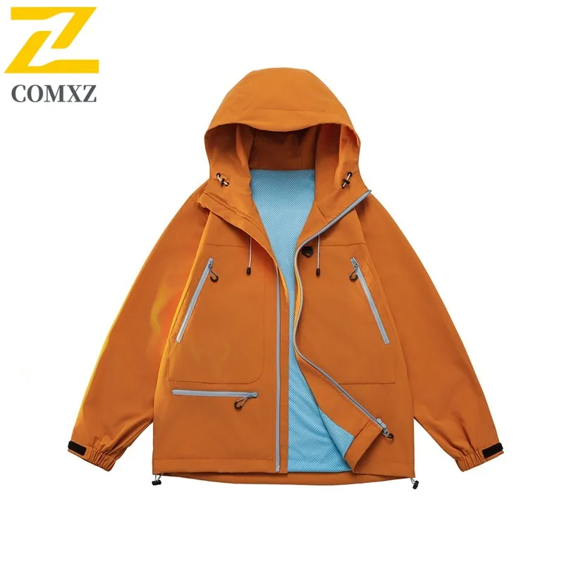 COMXZ Classic Men Jacket Hooded Outdoor Climbing Wind Resistant Wear Resistant Coat Leisure Everyday Wear Light Autumn Jackets