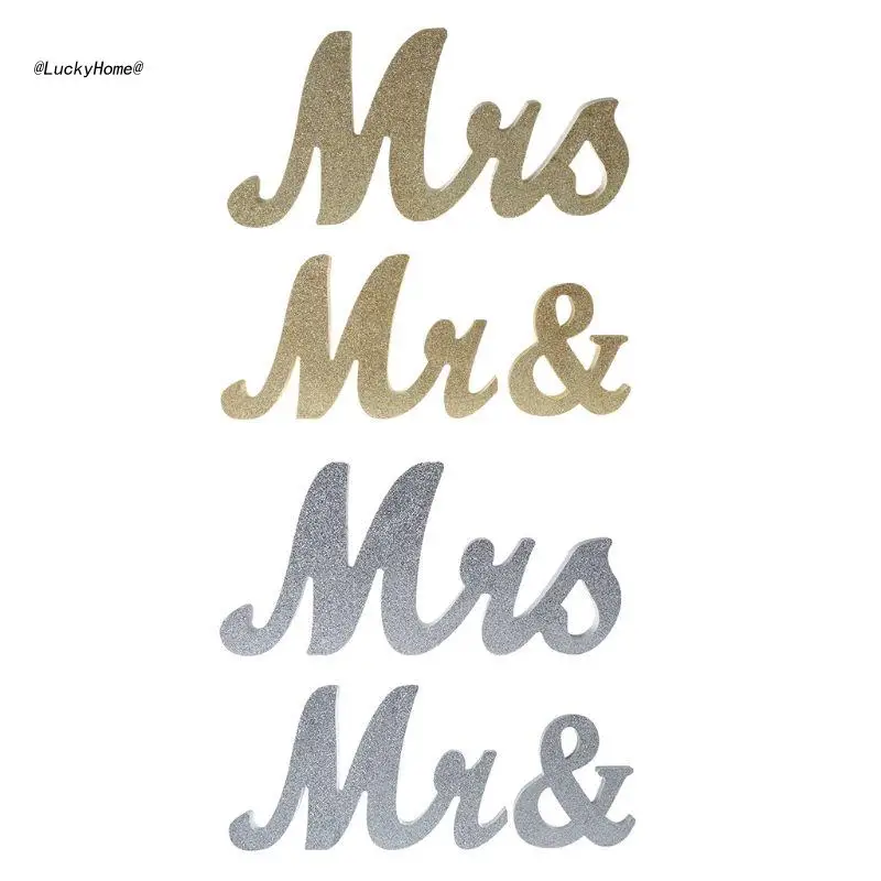 

Свадебный знак для приема 11UA, белые деревянные буквы, стол мистер и миссис, фотография
