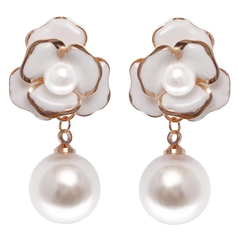  Fashion jewelry designer imitation pearl camellia charm dangle  earrings for women (MISASHA black): Clothing, Shoes & Jewelry