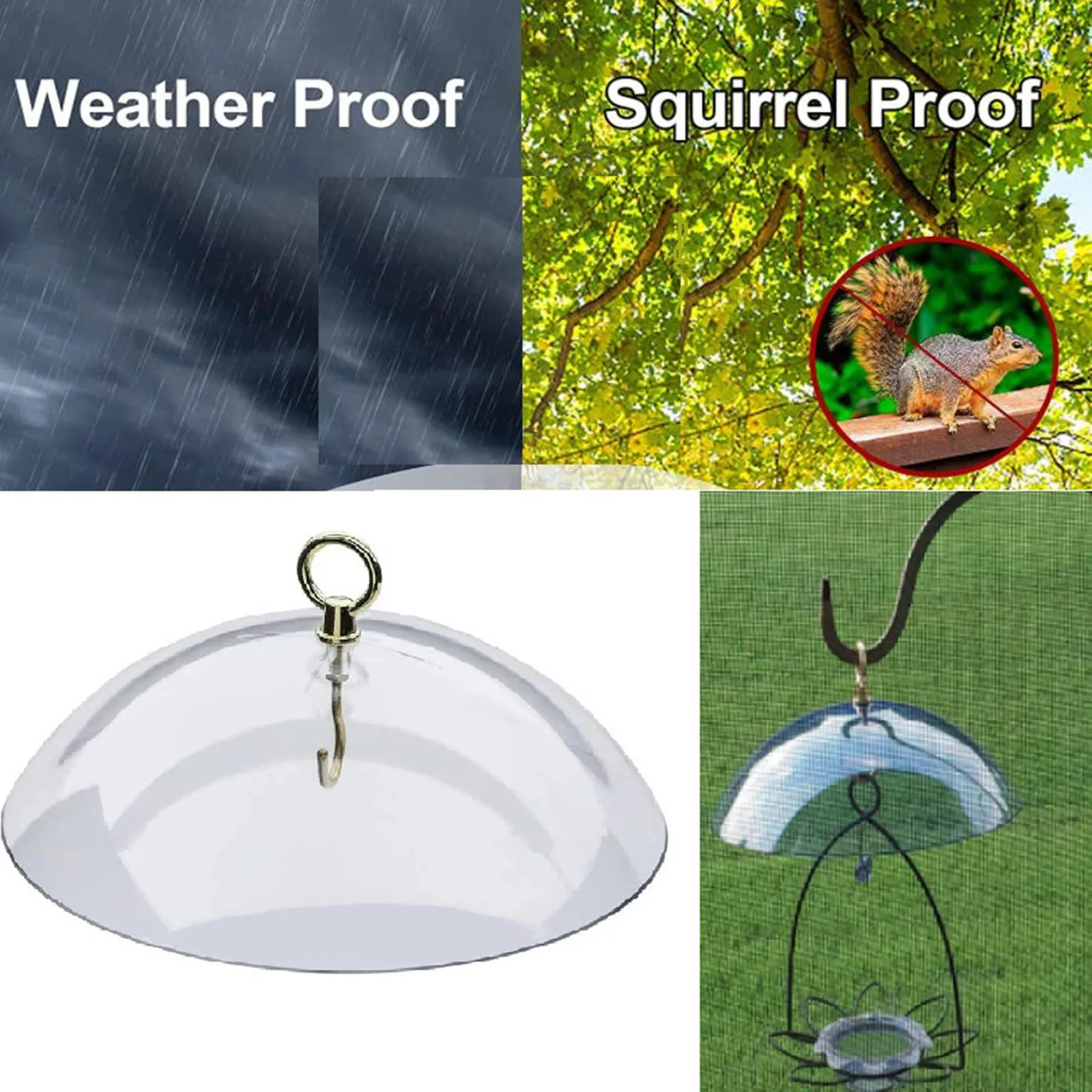 Bird Feeder Anti-Squirrel Bird Feeders Protective Cover Dome Rain Cover Hanging Feeders