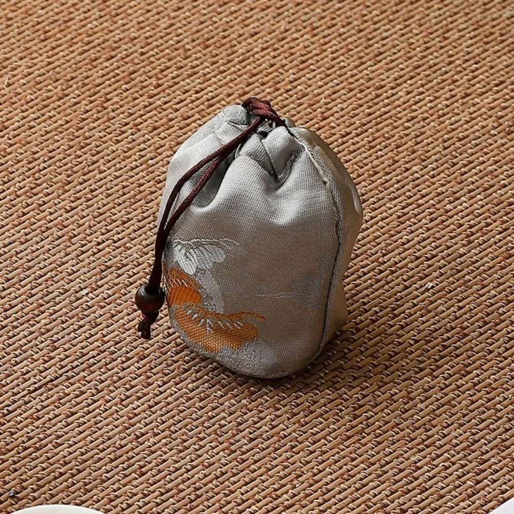 Chinese Style Teacup Drawstring Cloth Pouch Multifunctional Portable Small Item Pouch Exquisite Breakage-proof