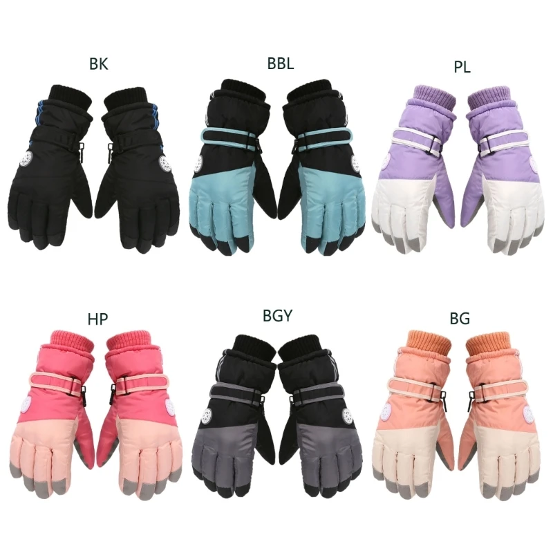 

1 pair Anti Slip Winter Gloves Ribbed Cuff Designed Gloves Warm Children Mittens Y55B