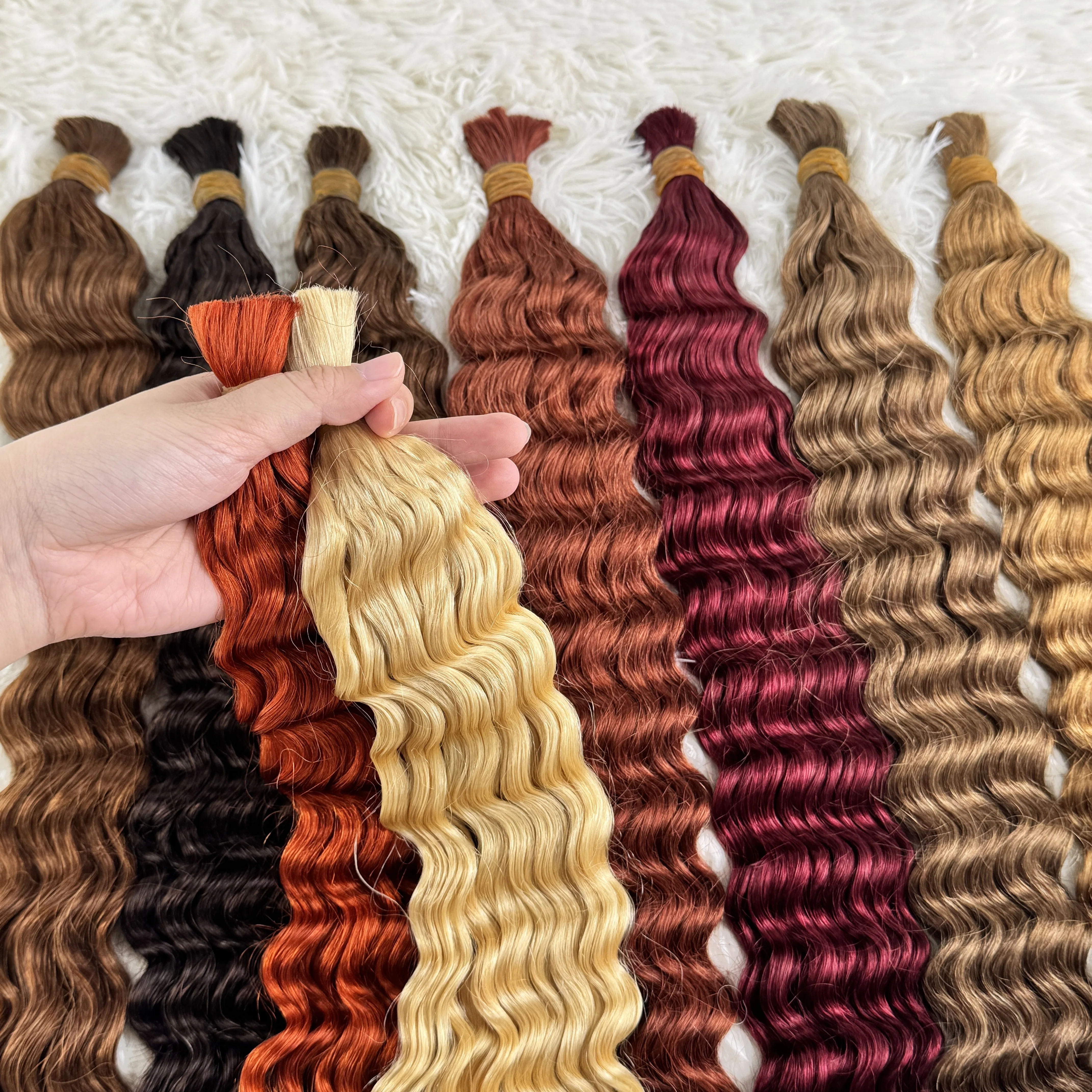 Human Hair Extensions Red Deep Wave Hair Bulk for Boho Braids Human Hair Extensions No Weft Blonde Red Curly 613 Vietnamese 30inch