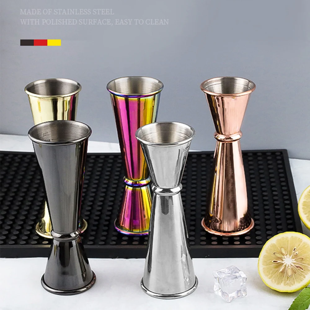 

30/60ml Double Cocktail Jigger Dual Cup with Measurements Scale Inside Stainless Steel Measuring Cup Club Bar Party Accessories