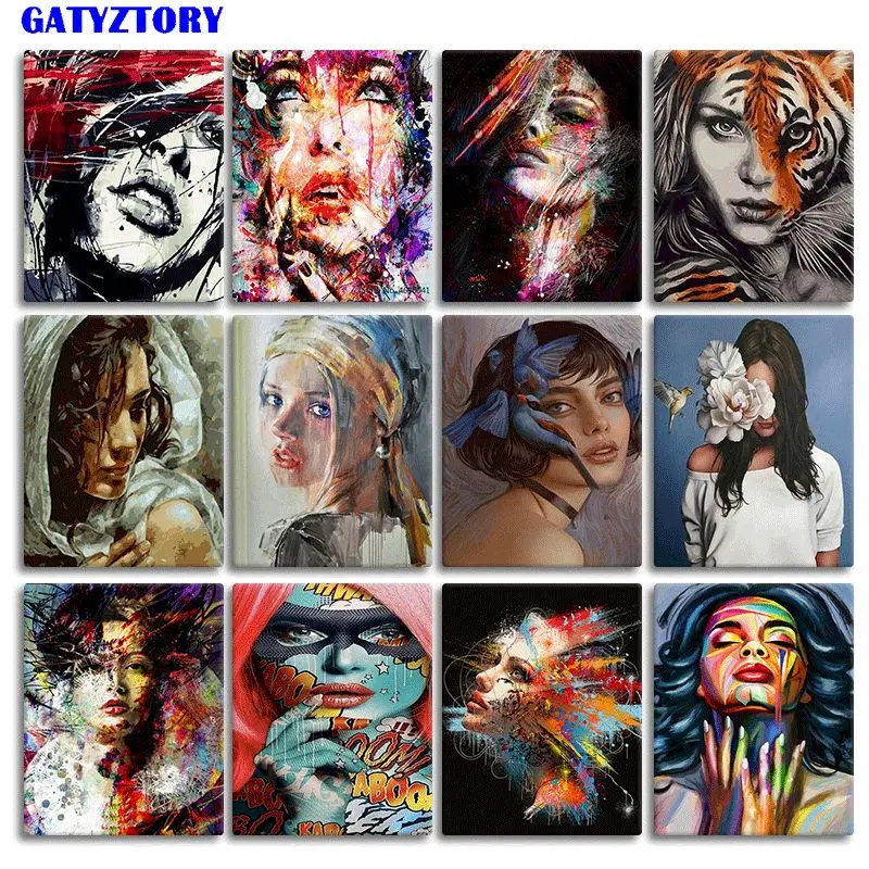 

GATYZTORY Frame Figure Diy Painting By Numbers Colorful Women Picture By Numbers For Adults Drawing Canvas For Home Decors Arts