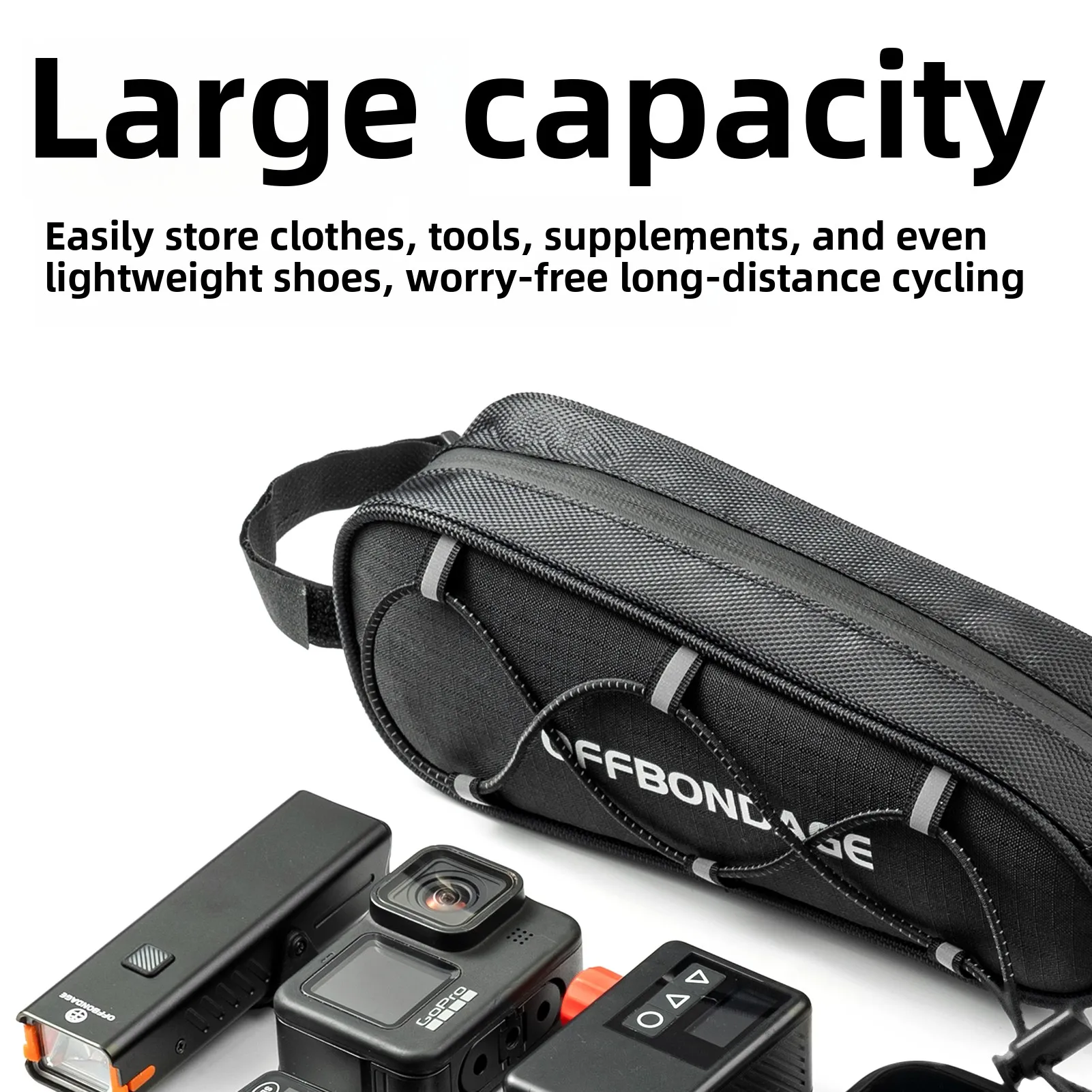 Borsa da Bici OFFBONDAGE per Tubo Superiore, Riflettente, Grande Apertura, per MTB e Bici da Strada, Porta Telefono, Borsa Portaoggetti, Accessorio - immagine 6