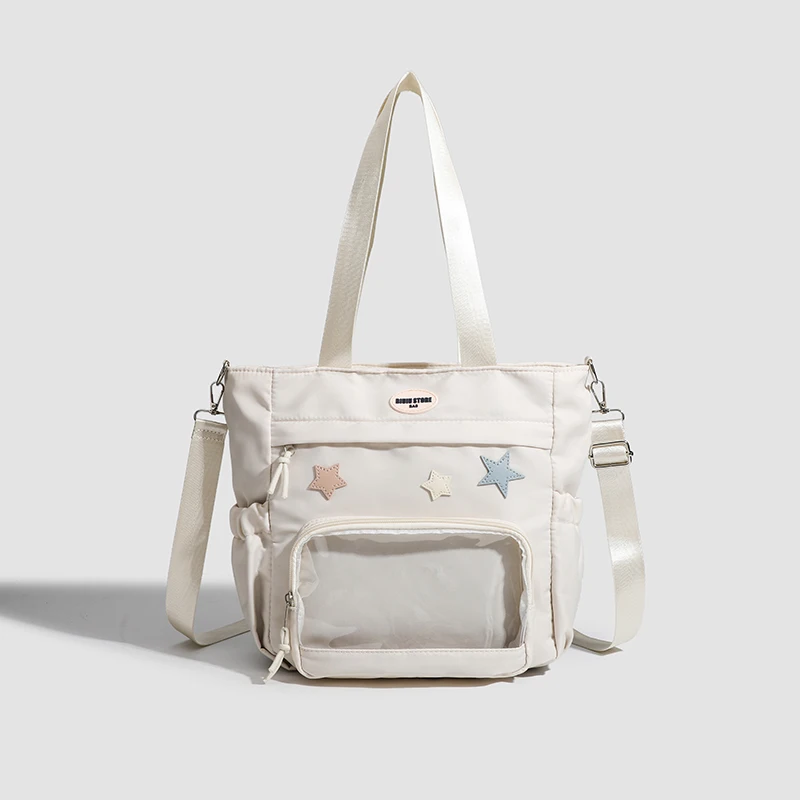 2024 Tote Bag Versatile Handbag for Commuter Work Student Class Underarm Women's Bag shopping bag with transparent front pocket
