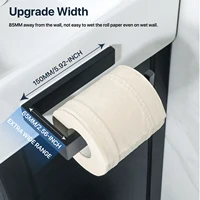 สแตนเลสสุขาม้วนผู้ถือ Wall Mount กระดาษทิชชูห้องน้ําผู้ถือ Self Adhesive Matte สีดํากระดาษทิชชูอุปกรณ์เสริม 5