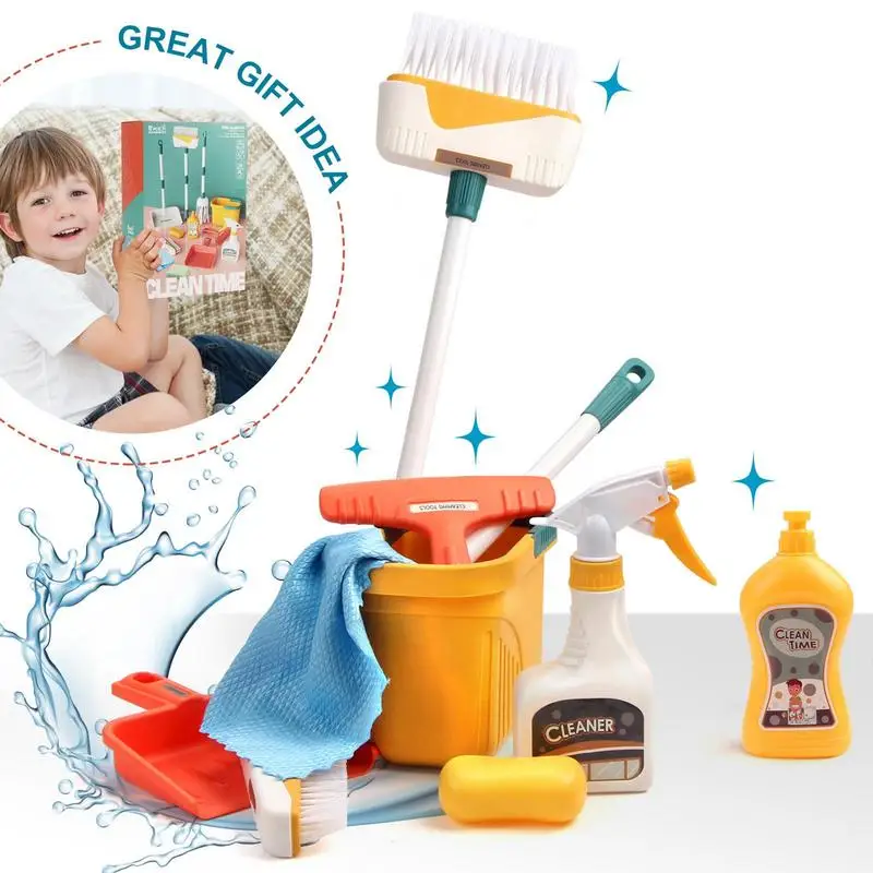Children's Cleaning Toys Set Children's Educational Simulation Play Cleaning Housekeeping toys Broom Dustpan Mop Brush