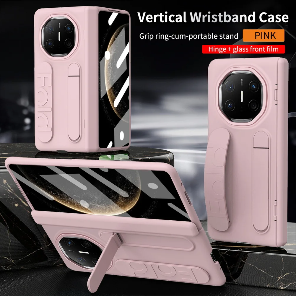 Multifunctional Kickstand Wrist Strap Folding Tempered Glass Protective Case