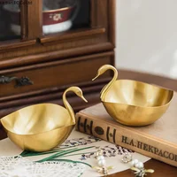 European style light luxury brass creative swan storage bowl tea table snacks dried fruit tray decorative ornaments jewelry dish 1