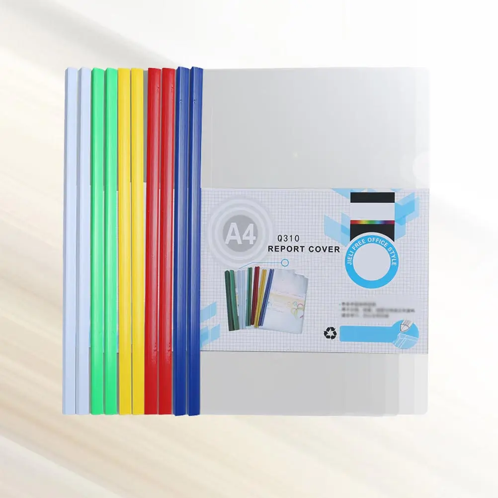 20Pcs 컬러 슬라이딩 바가있는 투명 플라스틱 파일 폴더 A4 종이 정리함 대용량 미끄럼 방지 계약 보고서 학교