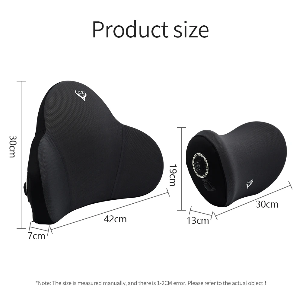 Car Electric Massage Neck Pillow Cushion Vibration Headrest Support Lumbar Seat Back Cushion Vehicle Supplies Travel Assecories