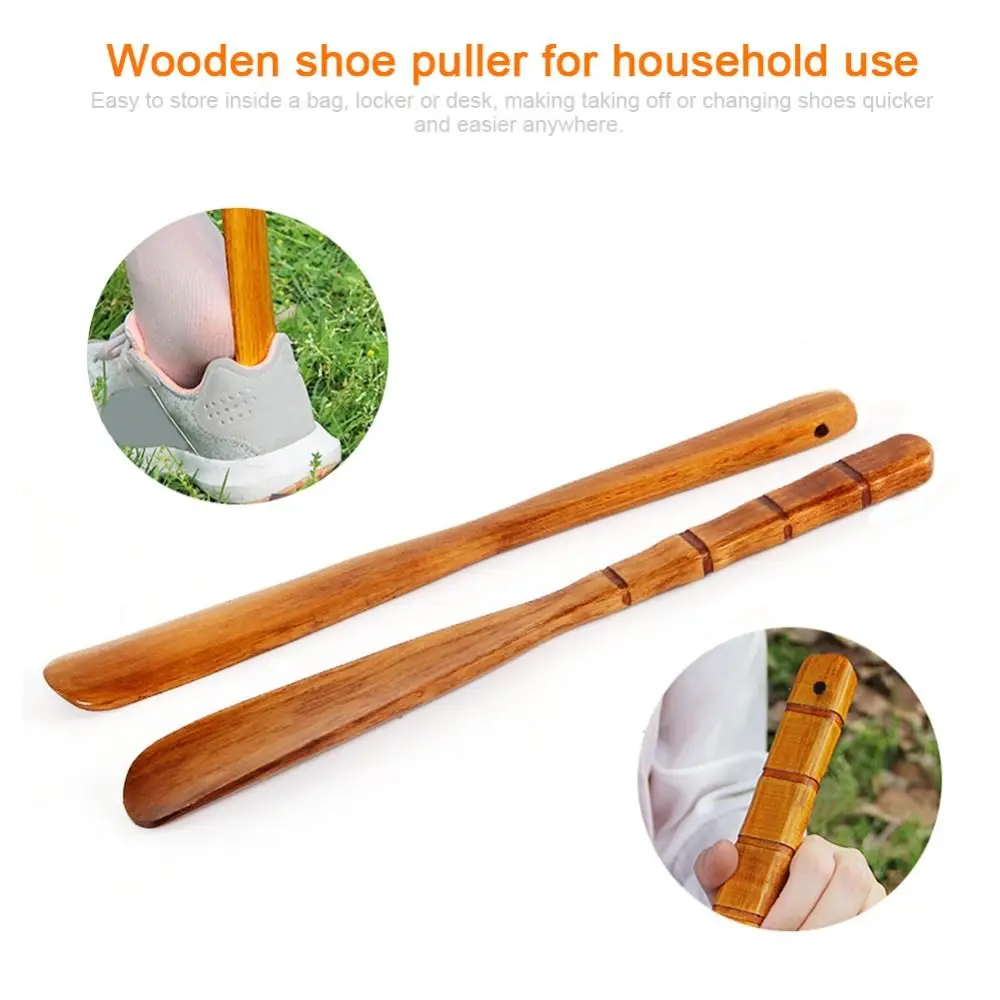 Professional Extra Long Handle Shoe Horn Easy Remover Wooden Shoehorn Lifter Seniors Put on Shoes Tools