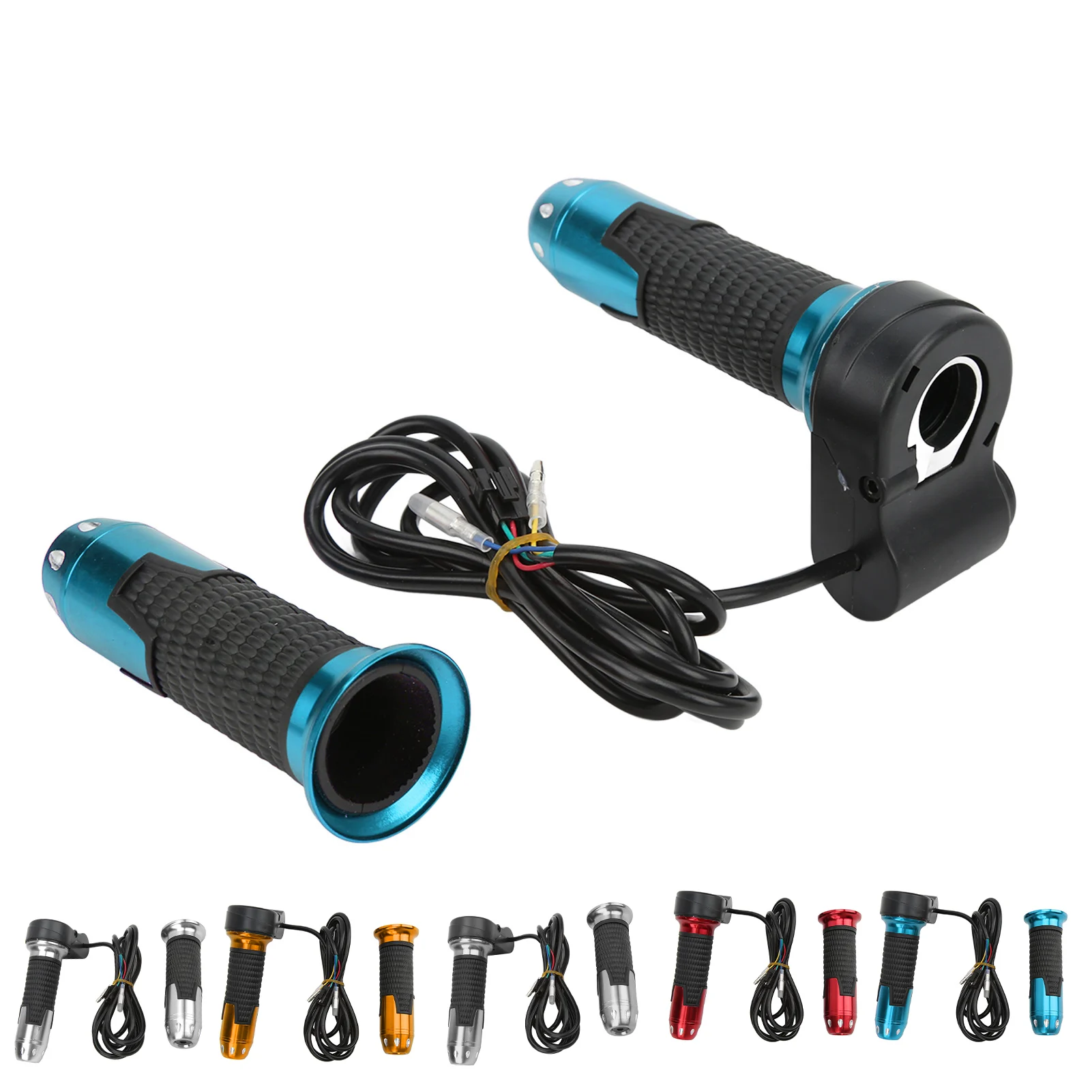1 쌍 12V-99V 스로틀 그립 전기 자전거 스쿠터 용 버튼이있는 범용 트위스트 스로틀 가속기 그립 핸들 바