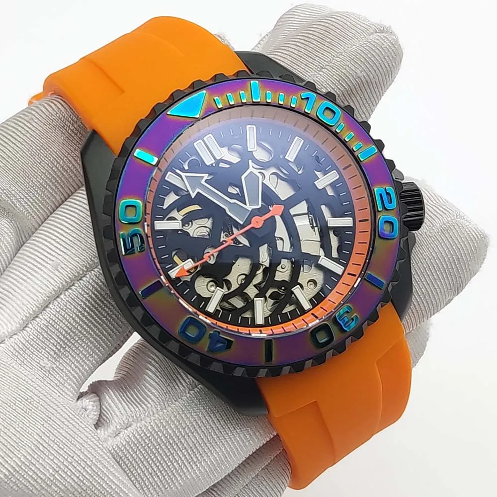 41 mm neue, modische, coole Skelett-Zifferblattuhr für Herren