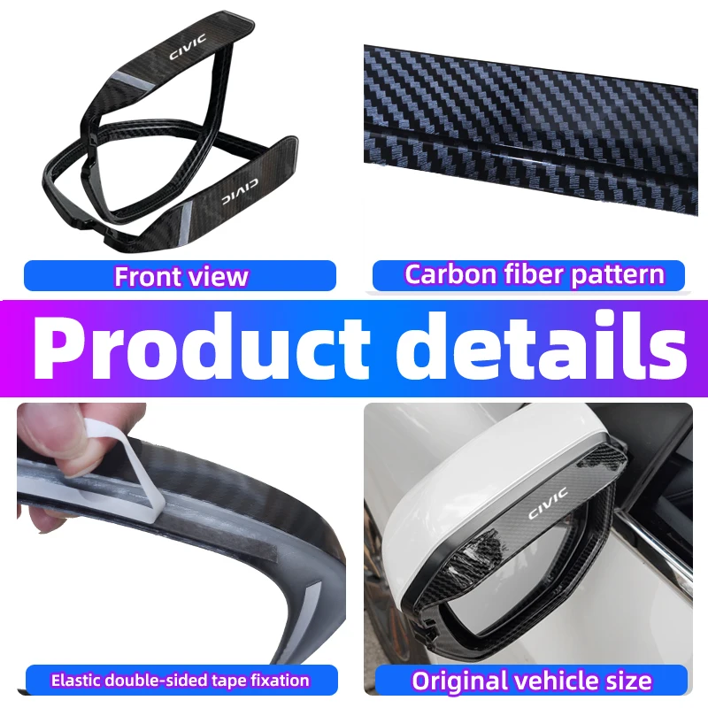 For Honda Civic Ten Generation Civic Protector Rain Cover Car Rearview Mirror Eyebrow Rain Cover
