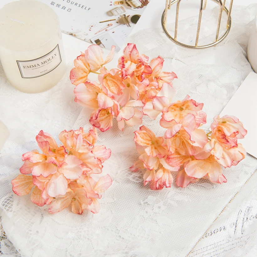10 Stück Seide Hortensie Hochzeit Kopf bedeckung Weihnachts kranz Sammelalbum DIY Blumen arrangement Hausgarten Dekoration künstliche Blume