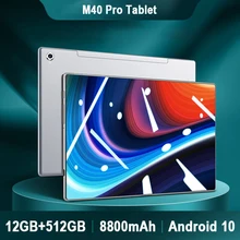 Tablette PC de 10 pouces M40 Pro, avec 12 go de RAM et 512 go de ROM, Android 10, MTK Helio P60, 10 Core, 8800mAh, GPS, double SIM, Wifi