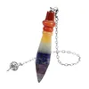 Natural Fluorite 7 Chakra Crystal Stone Pendulums For Healing Quartz Reiki Dowsing Divination Pendulum Pendulo Pendant Jewelry 4