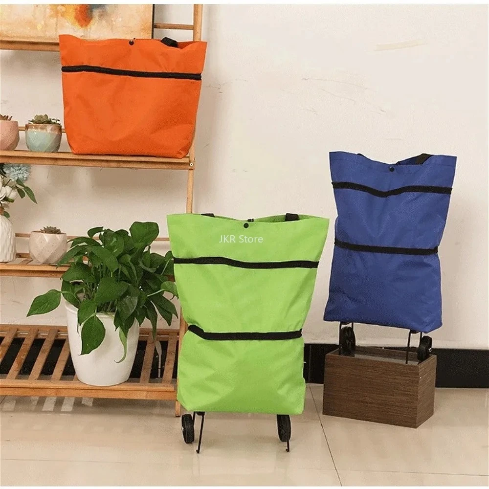 Compact Foldable Grocery Trolley with Wheels – Versatile Backpack for Home and Travel Shopping