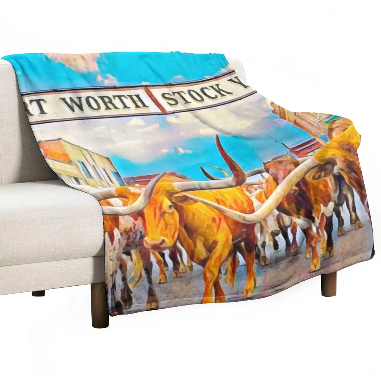 

Fort Worth, Texas Throw Blanket Flannel Fabric Sofa Quilt