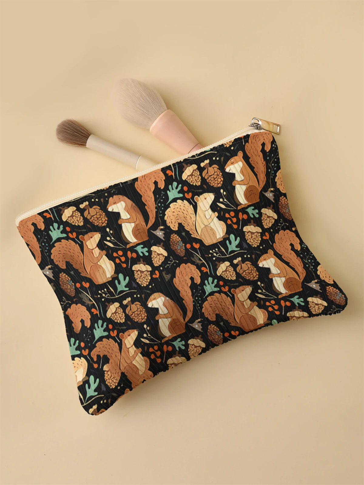 Corduroy Travel Cosmetic Bag Portable Makeup Storage Bag Purses Women Large Capacity Zipper Make Up Organizer Storage Clutch