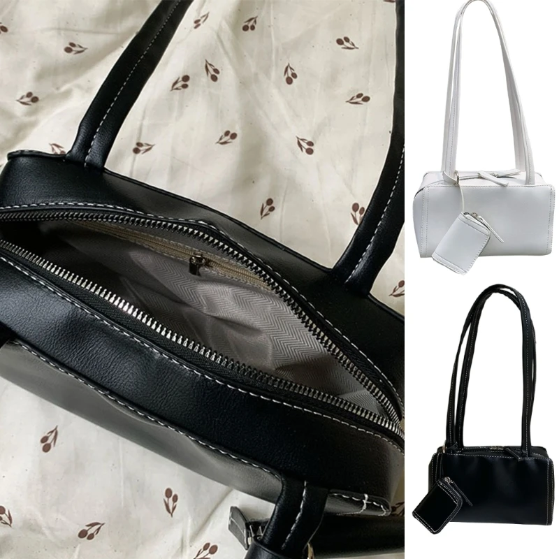 Womens Shoulder Bag Soft PU Leather Handbags Square Clutch Bag Korean Armpit Bag Shopping Dating Bag for Daily