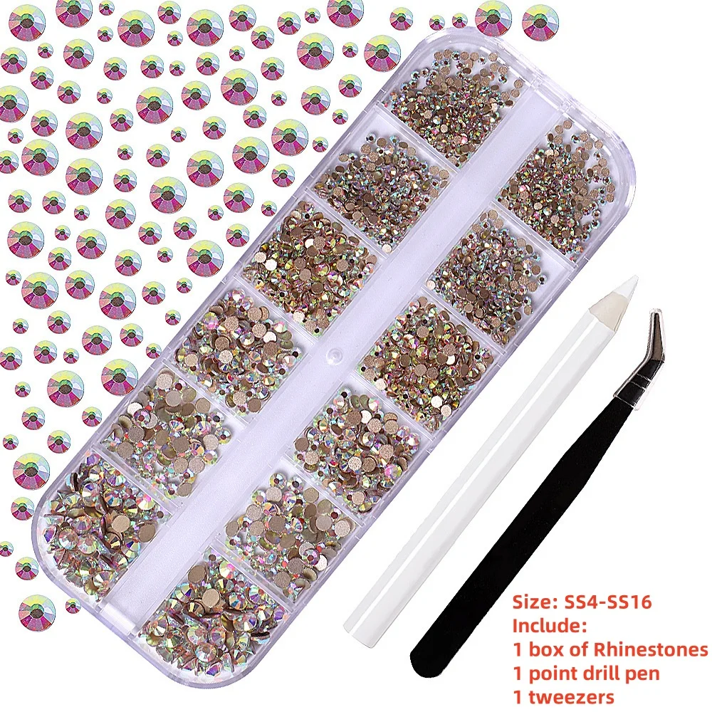 Sparkling Crystal Nail Art Rhinestones Kit with Tools