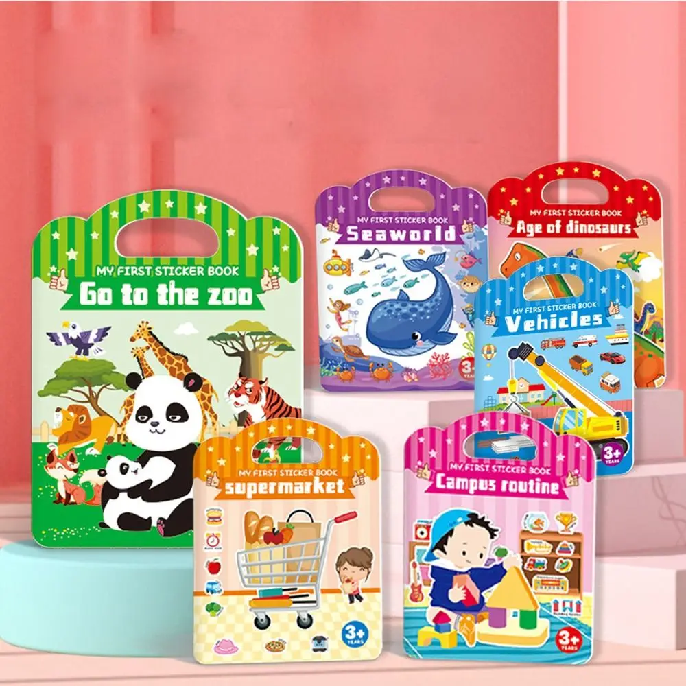 

Children Gift Sea World Animal Learning Cognition Toy DIY Puzzle Sticker Book Early Education Toy Children Scene Sticker Book