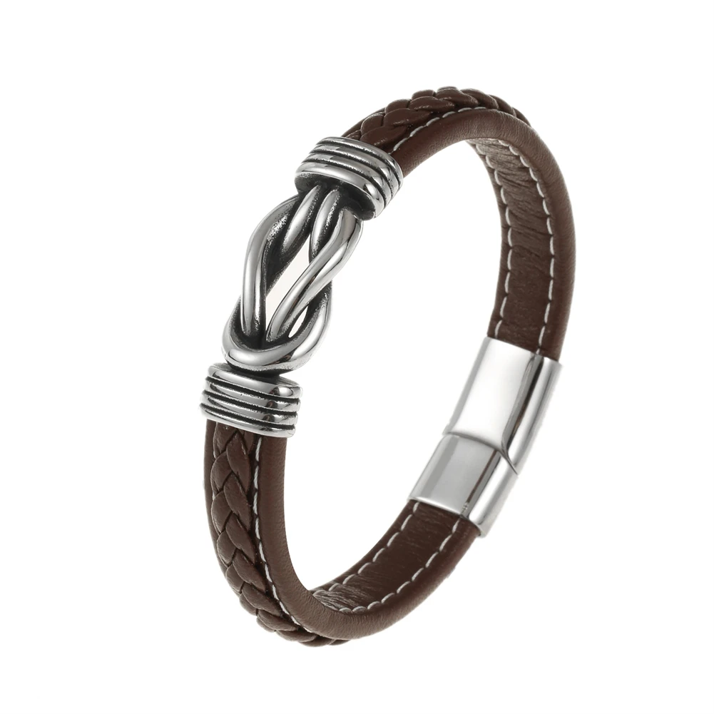 

2023 Charm Jewelry Handmade Weave Leather Bracelet Men Vintage Cuff Leather Bracelet Pulsera Hombre