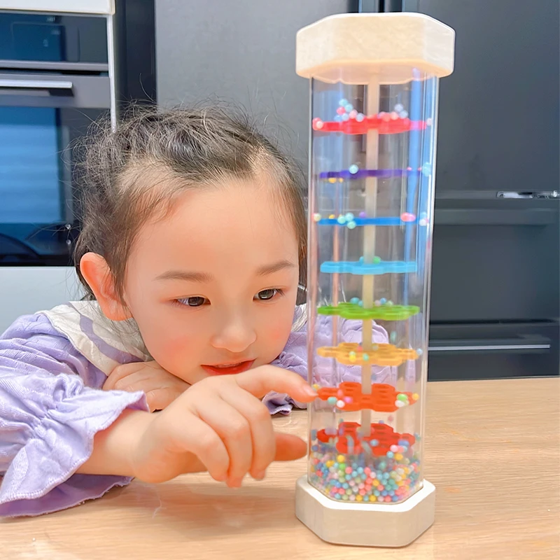 Baby Wooden Rain Sound Pipe Simulation Rain Sound Wooden Toy Gift Hourglass Fun Music Shaker Early Education Enlightenment Toy 2
