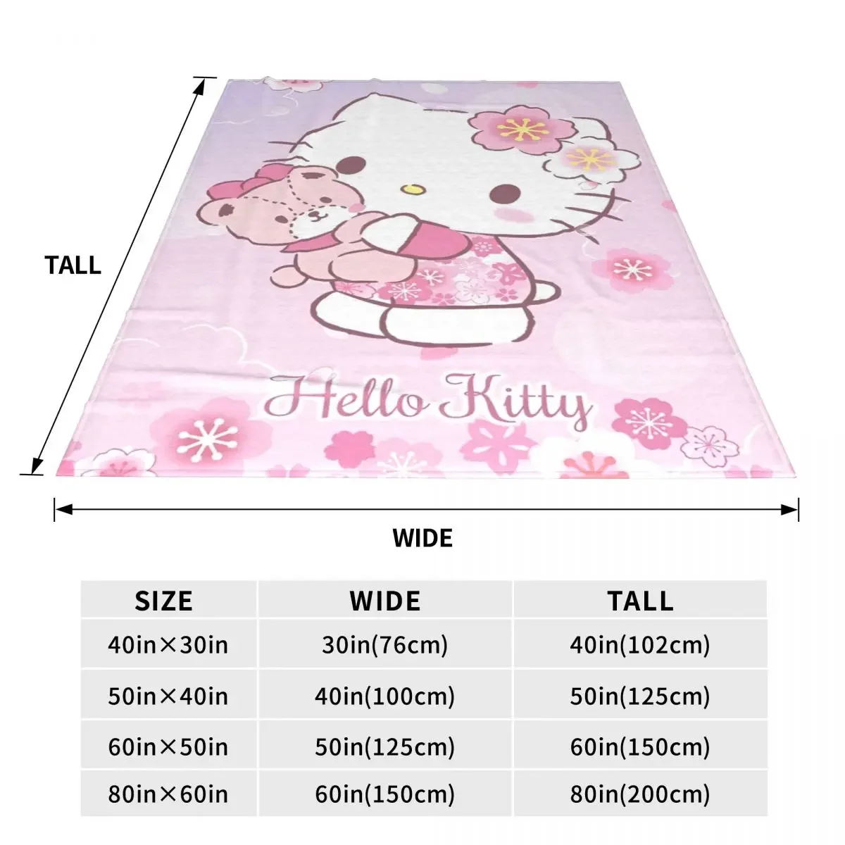 Cute Pink Hello Kitty Blanket Fleece Winter HelloKitty Portable Soft Throw Blankets for Home Travel Bedding Throws 6