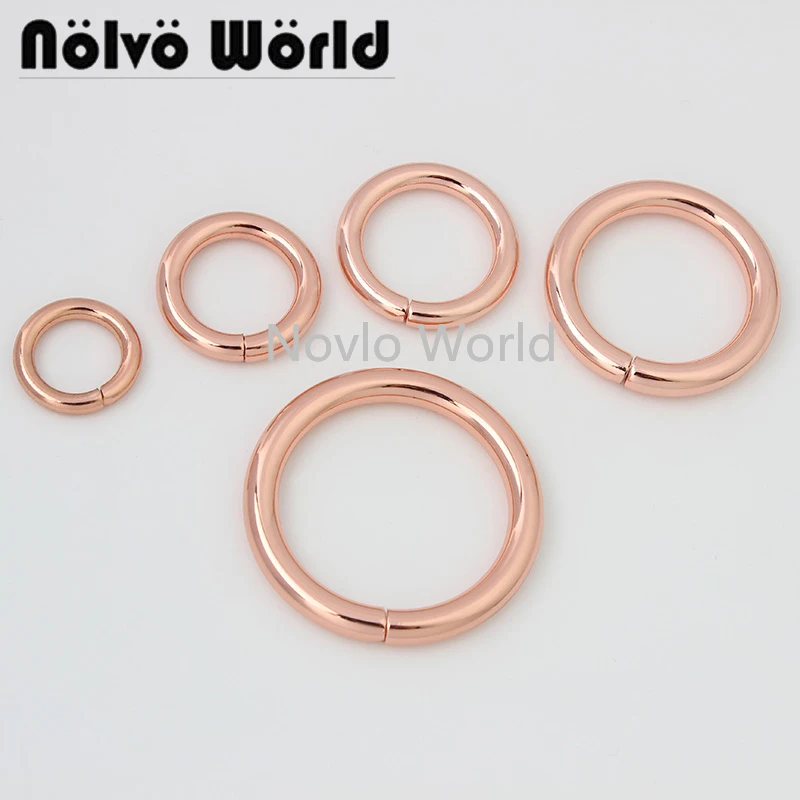 10-50pcs 5 size 12mm 16mm 19mm 25mm 32mm Rose gold Rings Non welded opened O-ring Metal Jump Ring accessories