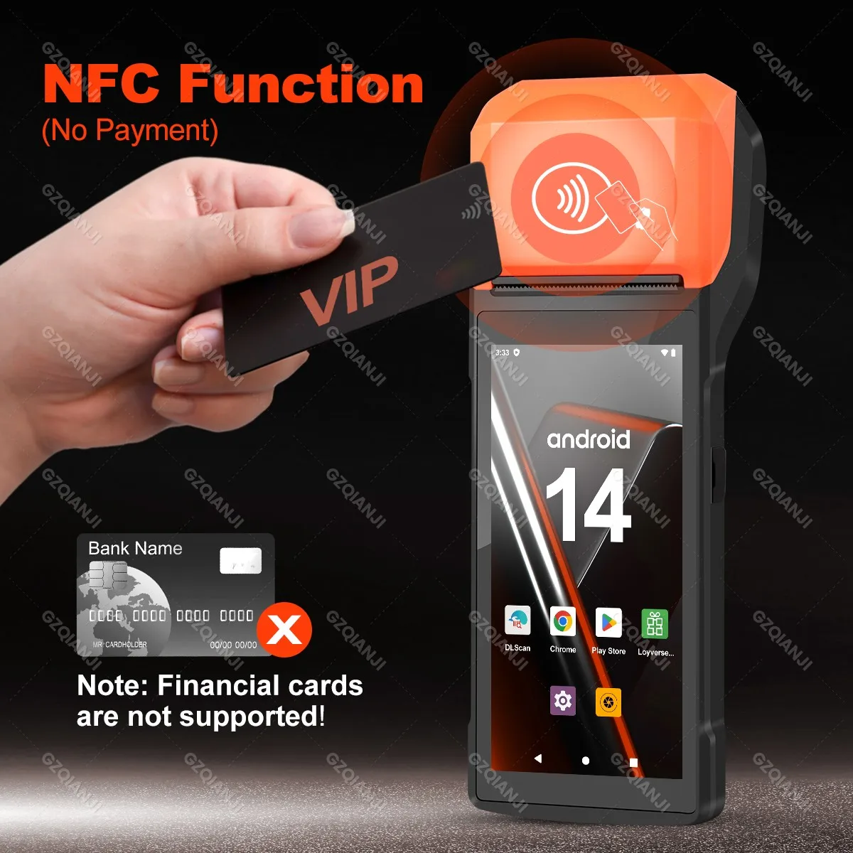Android 14 Handheld Terminal Android 11 POS Receipt Printer 58mm Portable Machine 5.5 HD Support 1D 2D Barcode Scanner NFC WIFI