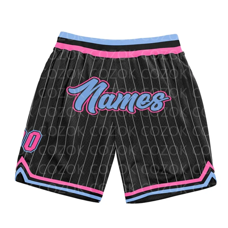 Custom Black Orange Authentic Basketball Shorts 3D Printed Men Shorts Name Mumber Quick Drying Beach Shorts
