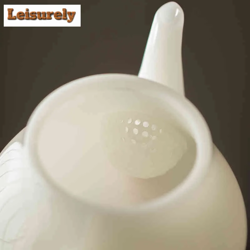 Handamde Pure Jade Porcelain Tea Set Complete Set Luxury Tea Ceremony Set Teapot And Tea Cup Set Chinese Tea Set Craft Gift Box