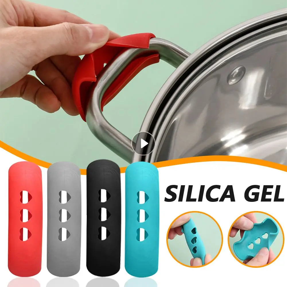 SiliconePanHandleCoverHeatInsulationCoversPotEarClipNonslip
