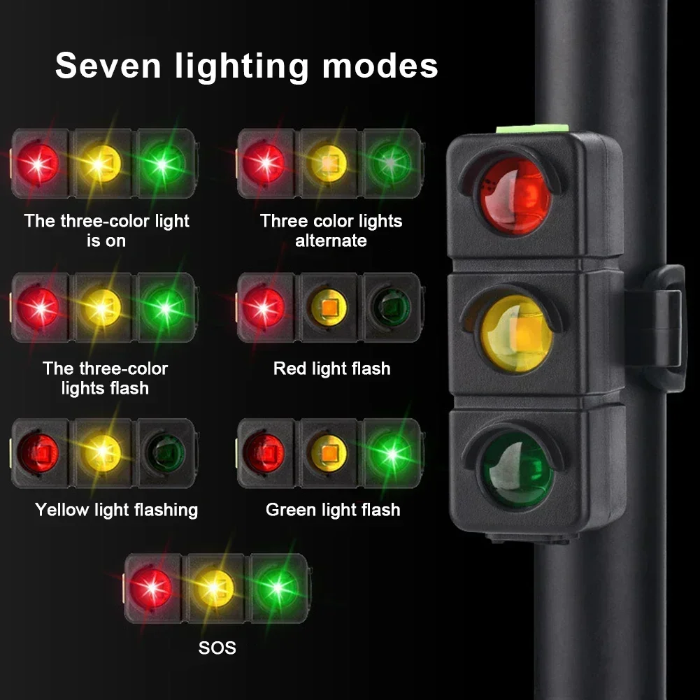 LED Bicycle Taillight Red Blue Green Caution Emergency Traffic Light Clip USB Rechargeable Night Cycling Flashing Warning